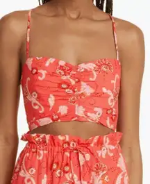 Alc Arit Floral Ruched Cotton crop top Size 14 Floral Tropical Smocked Resort‎