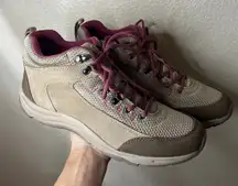 Vionic Cypress Trail Hiking Water Resistant Walker Ankle Boots Tan Pink WOMEN 11