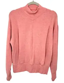 Athleta Modal Mock Neck Pullover Sweatshirt Pink Heathered Thumbholes Activewear