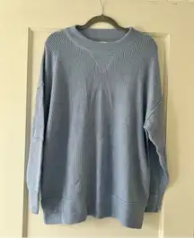 Aerie light blue Crewneck ribbed knit oversized relaxed fit cotton sweater xs