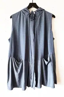 LOGO Lounge Blue Open Front Sleeveless Tunic Tank Vest w/ Pockets L