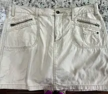 Faded Glory Vintage Stylish Cream Mini Skirt with Zipper Details built in shorts