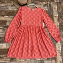 BP Plaid babydoll dress XSMALL balloon sleeves long sleeves orange pink NWT