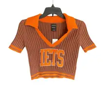 NWT Urban Outfitters iets frans… Brown/Orange Short Sleeve V-Neck Sweater- Med.