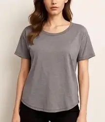 Barefoot Dreams Malibu Dove Gray Slub Jersey Dropped Shoulder Tee T-Shirt L
