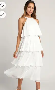 White Halter Midi Dress