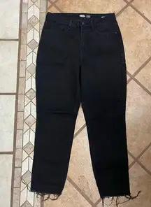 Old Navy Black O.G high-rise Ankle Cropped Jeans with Frayed Hem