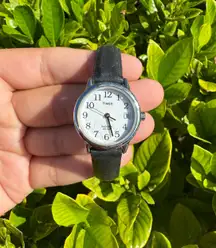 Vintage  Silver Black Genuine Leather Watch - 6” - 8.25”