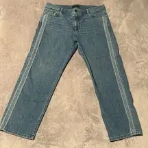 Ann Taylor Jeans‎ Size 8 Embroidered Straight Cropped Denim Comfortable