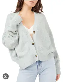 Grey Knit Cardigan With Buttons