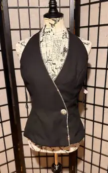 Dave & Johnny Vintage cami halter embellish crystal jewel formal evening vest