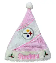 Vintage Pittsburgh Steelers Pink Santa Hat NFL Football Holiday Christmas