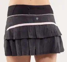 Rare Lululemon Pace Setter Skirt Black Blush Quartz Pink Pleated Tennis Size 6