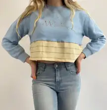 Custom Reworked Wish Crewneck Hand Sewn Tie Dye Rhinestone Upcycled