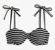 NWT A&F Curve Love Underwire Black & White Striped Bikini Top Size Small S