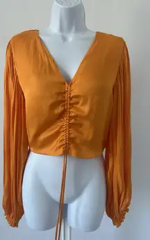 NWT! Cupcakes and Cashmere Orange Women's Shirred Front Crop Top, Sz: M (b25)