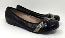 Abeo Toni Black Leather Slip‎ On Comfort Ballet Flat Shoes Women’s Size 7N