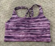 Lululemon Size 6 Purple Striped Energy Longline Sports Bra