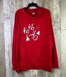 Holiday Time XXXL(22) HOHOHO Red Long Sleeve Hoodie w/Front Pocket & sid…