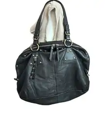 7 FOR ALL MANKIND black leather shoulder bag