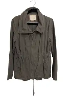 Anthropologie Revenna Lattice Anorak Women Large Jacket Olive Green Lace Hei Hei