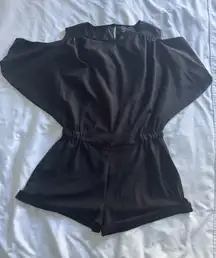 Poof Couture Black Romper Bat Witchy Cuffed Shorts Cold Shoulder Large