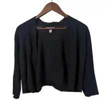 Roz & Ali Women 1X Black Open Front Cropped Cardigan Secretary Chic Office Siren