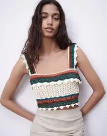 Zara crochet knit mini top Size Medium