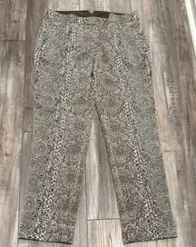 Tory Burch Cuffed Pants size 8 floral medallion print