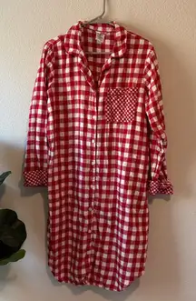Lands' End Red and White Checkered night shirt Medium (10/12)