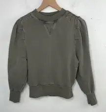 Frame Womens Long Sleeve Crew Neck Sweatshirt Green Cotton Size Small Petite