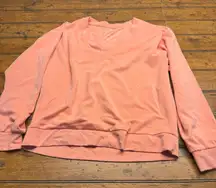 Athleta Willow V Neck Sweatshirt Peach Coral Size L Long Sleeve‎ Pullover