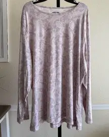 Romantic Boho Paisley Long Sleeve Blouse 3X Flowy Casual Top Soft Stretch Shirt