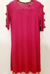 Cure Cranberry Dress 1/2 Sleeve Bead Accent Slits 