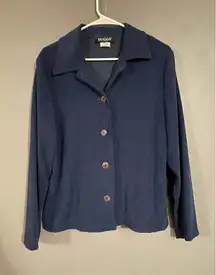 Briggs New York Women Lightweight Button Up Blue Navy Shacket Size Small