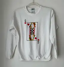 Vintage Izod Lacoste Queen of Hearts Playing Card Sweatshirt