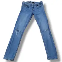 Pull & Bear Jeans Size 2 W27"xL27.5" Skinny Jeans Stretch Distressed Blue Denim Pants