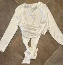 Zara satin effect open back top XS white