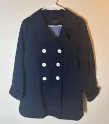 J. Crew Navy Blue Double Breasted‎ Cotton Twill Jacket Coat Size 10