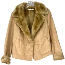Chico’s | S | Shearling Jacket Faux Suede Faux Fur Camel Coat Moto Women's 4