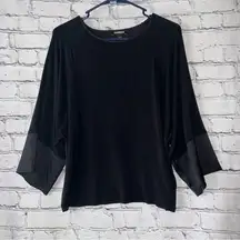 Express Black 3/4 Sleeve Blouse with Satin Detail Size Medium