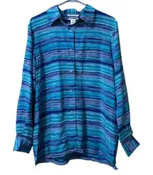 Pendleton Silk Button Down Collard‎ Dress Shirt Blouse Women Size Medium Luxury