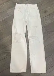 Zara Full Length High Rise Ripped Jeans