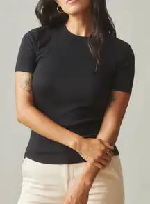 NWOT American Giant Women's Luxe Rib Crew Tee Black Basic Size S Casual