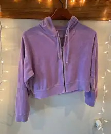 purple cropped zip up hoodie 