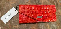 NWT Brahmin Veronica Wallet Flame Melbourne Genuine Leather Trifold Red Orange