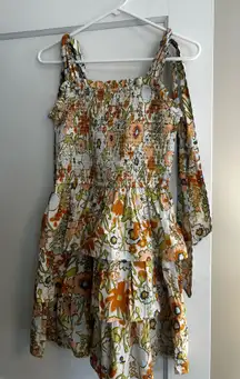 Cleobella Floral Mini Dress with Ties with Gingham Piping