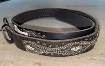 Lucky Brand ‎ Western Boho Belt Beaded Diamond Brown Size M