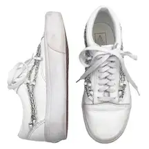 Vans Chain Old Skool Platform Sneaker White Leather Skate Shoe Women’s Size 9