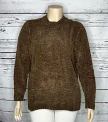 Denim & Co. NWOT Size XL Chocolate Brown Chenille Mock Neckline Sweater Top